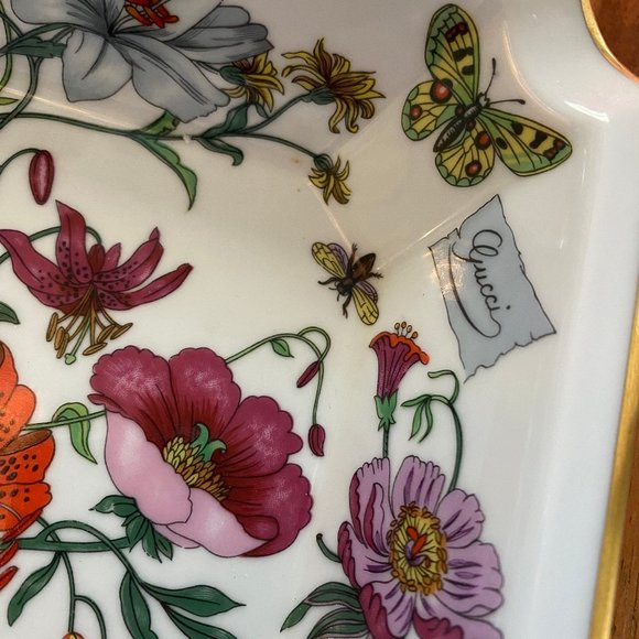 Vintage GUCCI Limoges Square Dish Ashtray Floral Rare - Picture 3 of 10